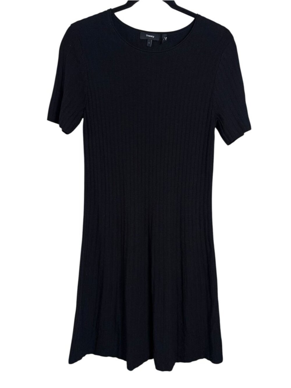 Theory Short Sleeve Knit Fit-and-Flare Mini Dress L Office Wear LBD